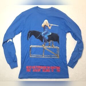 Beyonce Cowboy Carter 2025 Tour Merch American Requiem Long Sleeve Sz Small Blue